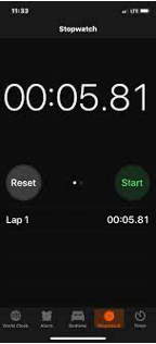stopwatch on cellphone screen