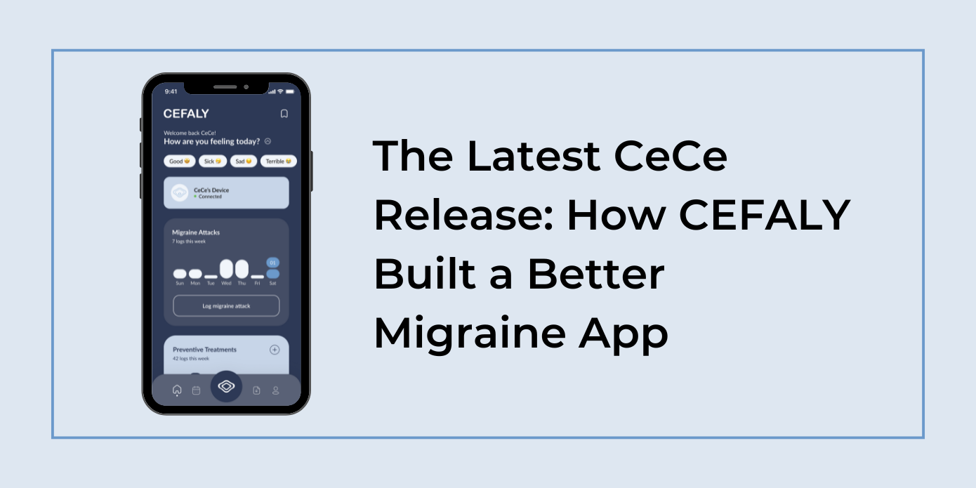 The Latest CeCe Release: How CEFALY Built a Better Migraine App Screen image of the CeCe migraine app